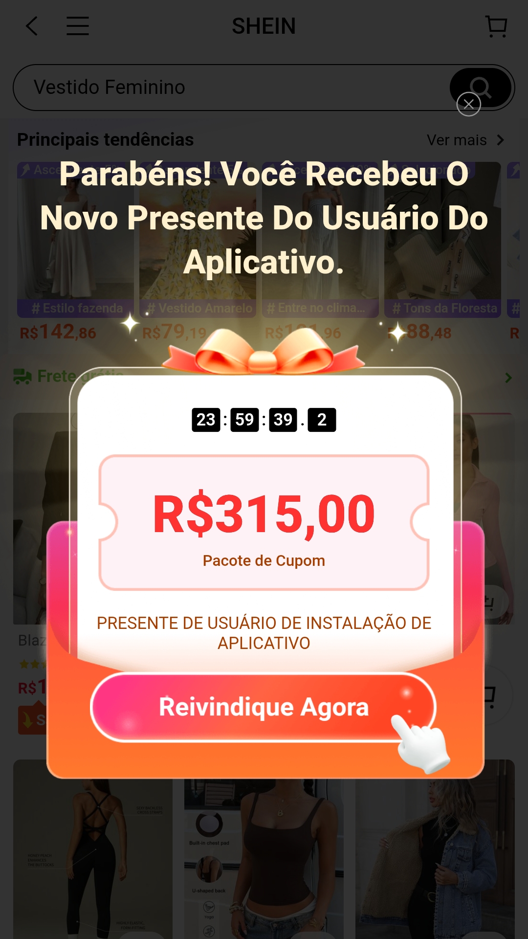 Exemplo do Cupom no App